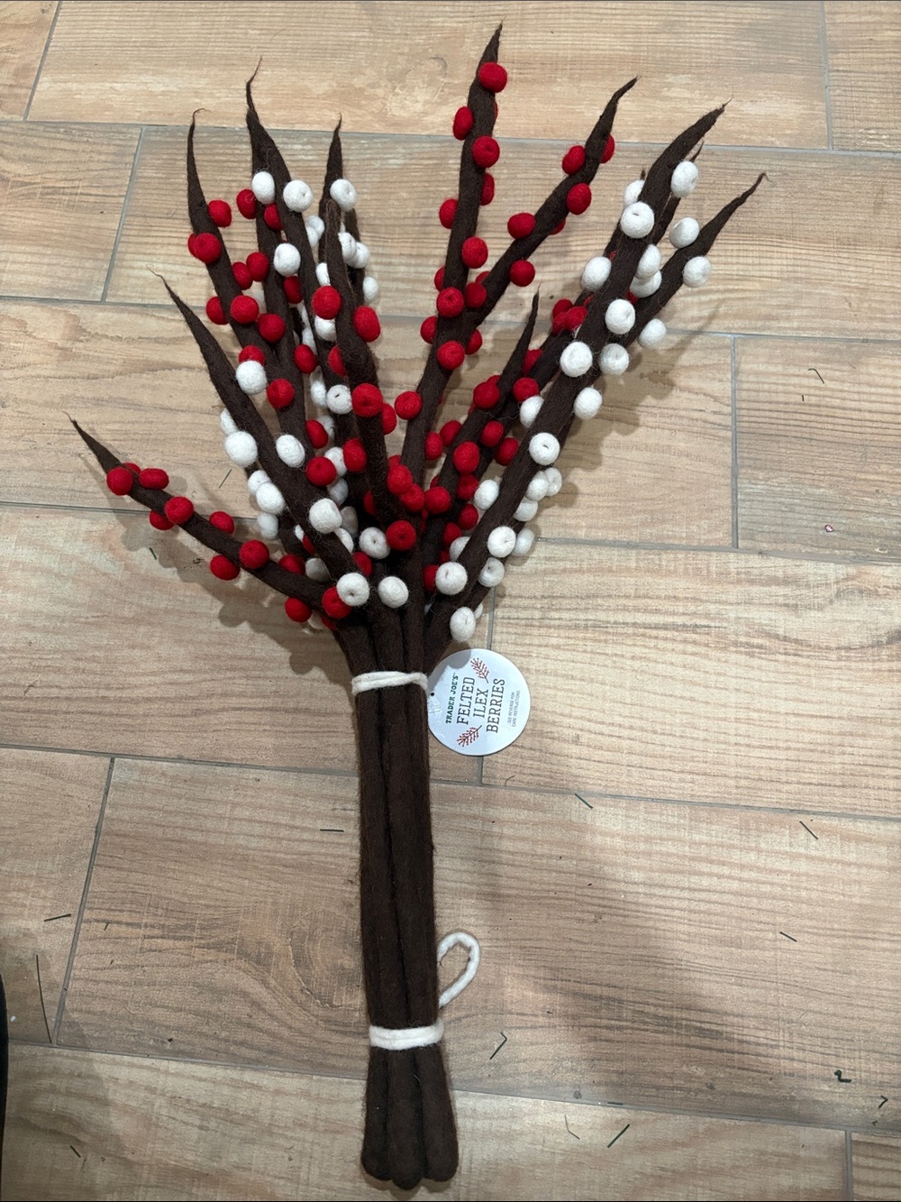 Trader Joe’s Felted ilex Berries Branch Bundle in Red & White